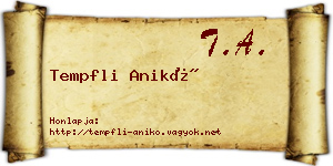 Tempfli Anikó névjegykártya
